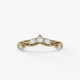 14K Yellow Gold Curved Natural Diamonds Band