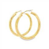 JT ESTATE 14K Yellow Gold Medium Hammered Hoop Earrings