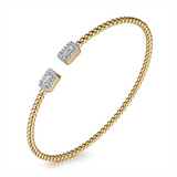 14K Yellow And White Gold Natural Diamonds Bujukan Open Cuff Bracelet