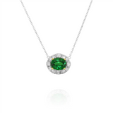 18K White And Yellow Gold Tsavorite Garnet Halo Necklace