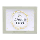 Gold Filled Beads Pearl Bracelet In "Cheers To Love" Cream Gift