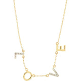 14K Yellow Gold Natural Diamonds 'L O V E' Necklace