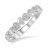 Sterling Silver Heart Shape Stackable Diamond Ring