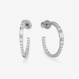 Silver Overlay 25Mm 'The Maven' Cubic Zirconia Medium Hoops