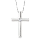 Sterling Silver Natural Diamonds Cross Pendant