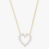 18K Yellow Gold Overlay 'She's An Icon Baby' Cubic Zirconia Heart Necklace, 18 Inch Length