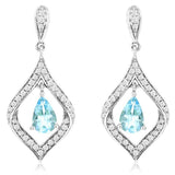 14K White Gold Blue Topazes Dangle Earrings