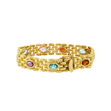 JT ESTATE 14K Yellow Gold Citrine, Amethyst, And Blue Topaz Fancy Link Bracelet