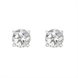April Birthstone Studs: 14K White Gold White Topaz Stud Earrings