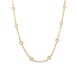 18K Yellow Gold Natural Diamonds Station Necklace