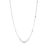18K White Gold 20 Inch Natural Diamond Station Necklace