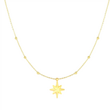 14K Yellow Gold North Star Drop Pendant