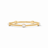 24K Yellow Gold Overlay ‘Naussau' Stone Bangle With Iridescent Clear Crystals