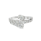 14K White Gold Bypass Natural Diamonds Ring