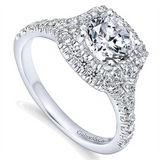 14K White Gold 'Kennedy' Split Shank Halo Round Diamond Engagement Ring