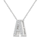 10K White Gold Natural Diamonds Bubble Initial A Pendant