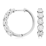 14K White Gold 20Mm Round Half Natural Diamonds Hoop Earrings