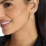 18K Yellow Gold Overlay 'Ashley' Cubic Zirconia Chain Convertible Earring