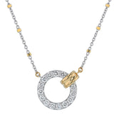 14K White And Yellow Gold Natural Diamonds Circle Contemporary Necklace