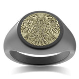 Tantalum And 14K Yellow Gold 'The Myth' Double Headed Eagle Signet Ring
