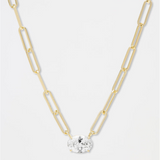 18K Yellow Gold Overlay 'Hello Gorgeous Samantha' Cubic Zirconia Solitaire Necklace