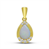 14K Yellow Gold Opal Pear Pendant
