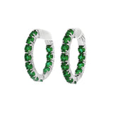 May Birthstone Sterling Silver Lab Grown Emerald Inside Out Earrings