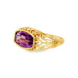 JT ESTATE 10K Yellow Gold Fancy Amethyst Antique Ring