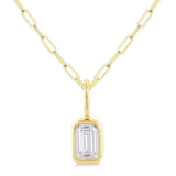 14K Yellow Gold Emerald Cut Natural Diamonds Bezel Set Solitaire Pendant Necklace