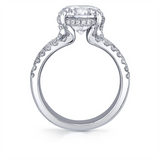 14K White Gold 'Dawn' Wide Band Round Natural Diamonds Engagement Ring