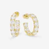 18K Yellow Gold Overlay 'Oh She Fancy' Cubic Zirconia Inside Out Hoop Earrings