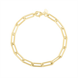 14K Yellow Gold Long Domed Paperclip Bracelet