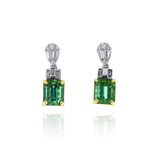18K White And Yellow Gold Tourmalines Dangle Earrings