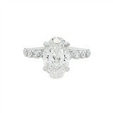 Platinum 3.04Ct Oval Lab Grown Diamonds Classic Engagement Ring