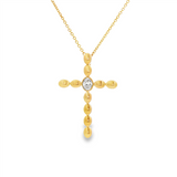 14K White Gold Natural Diamonds Cross Pendant