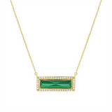 Gold Vermeil May Birthstone Simulated Emerald Bar Pendant