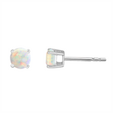 14K Yellow Gold Opals Stud Earrings