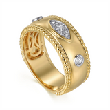 14K Yellow Gold Bujukan Wide Band Diamond Ring