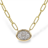 14K Yellow Gold Natural Diamonds Paperclip Necklace
