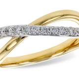 14K Yellow And White Gold Twisted Natural Diamonds Ring