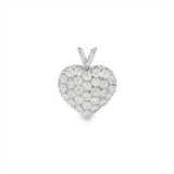 JT ESTATE 14K White Gold Natural Diamond Pavé Heart Pendant