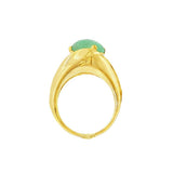 JT ESTATE 14K Yellow Gold Jadeite Split Shank Solitaire Ring