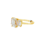 14K Yellow Gold 2.05Ct Emerald Cut Lab Grown Diamonds Three Stone Engagement Ring