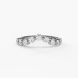 14K White Gold Curved Natural Diamonds Band