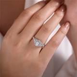 14K White Gold 'Annadale' Vintage Inspired Halo Round Diamond Engagement Ring