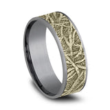 Gray Tantalum And 14K Yellow Gold ‘The Arko’ Tree Roots Patterned 7.5mm Wedding Band