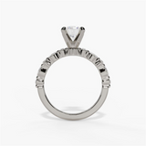14K White Gold Modern Round Natural Diamonds Engagement Ring