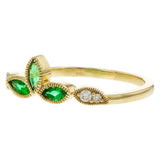 14K Yellow Gold Marquise Emeralds Enhancer Ring