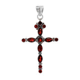 JT ESTATE Sterling Silver Garnet Cross Pendant
