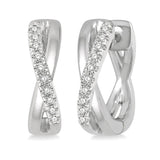 10K White Gold Twisted Huggie Hoop Earrings